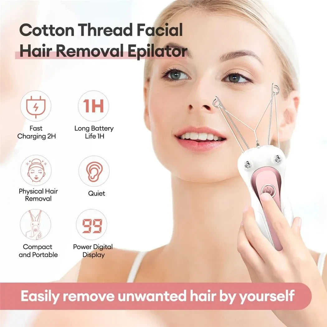 Rechargeable Electric Body Hair Remover for Women – Cordless Cotton Thread Epilator for Legs, Arms, Neck – Best Beauty Gift for Mom and Loved Ones