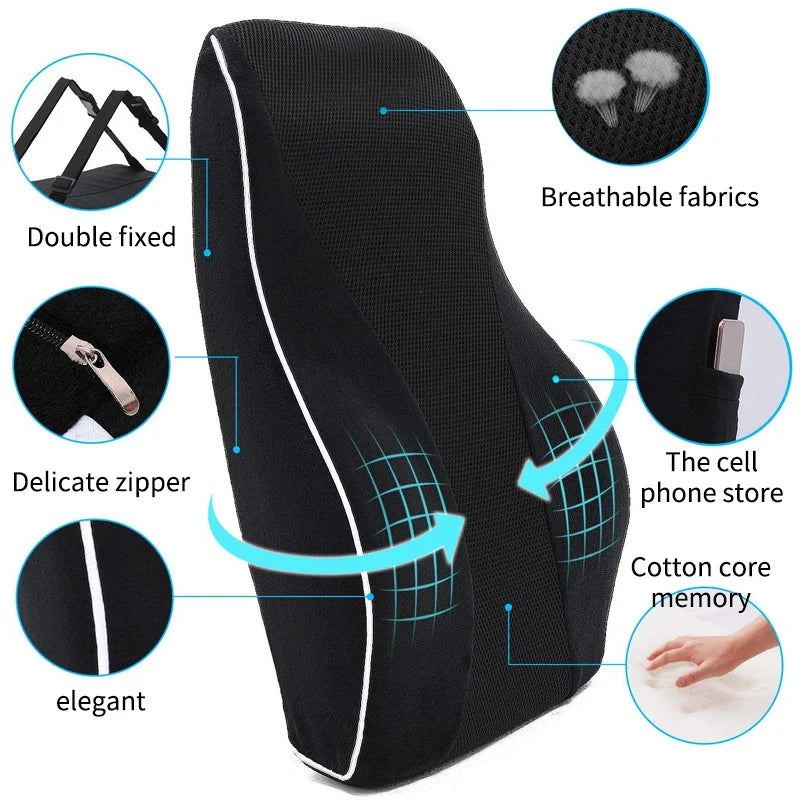 Memory Foam Car Seat Cushion – Non-Slip Lumbar Support Pad for Office & Gaming Chairs