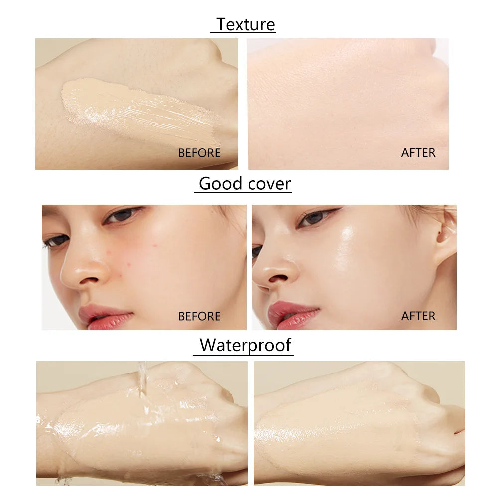 Liquid Foundation – Natural Lightweight Face Cream, Flawless Coverage, Conceals Blemishes, Non-Cakey Makeup Base