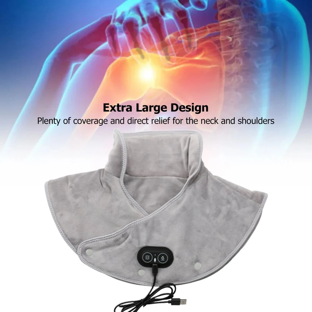Electric Heating Shoulder & Neck Pad – 3-Level Thermal Compress Massager Shawl