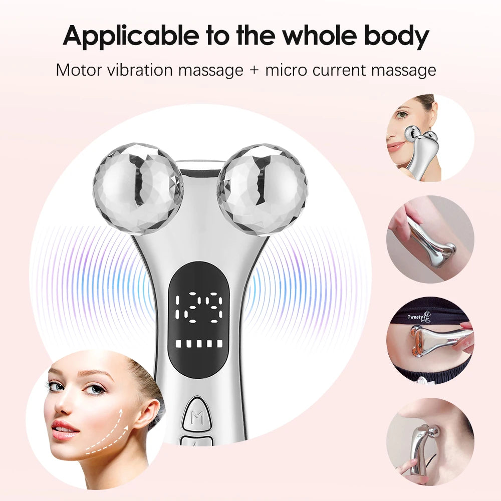 Electric Facial Microcurrent Beauty Device with LED Display – Face Lifting Roller Massager for Skin Tightening – Best Gift for Mom and Skincare Lovers
