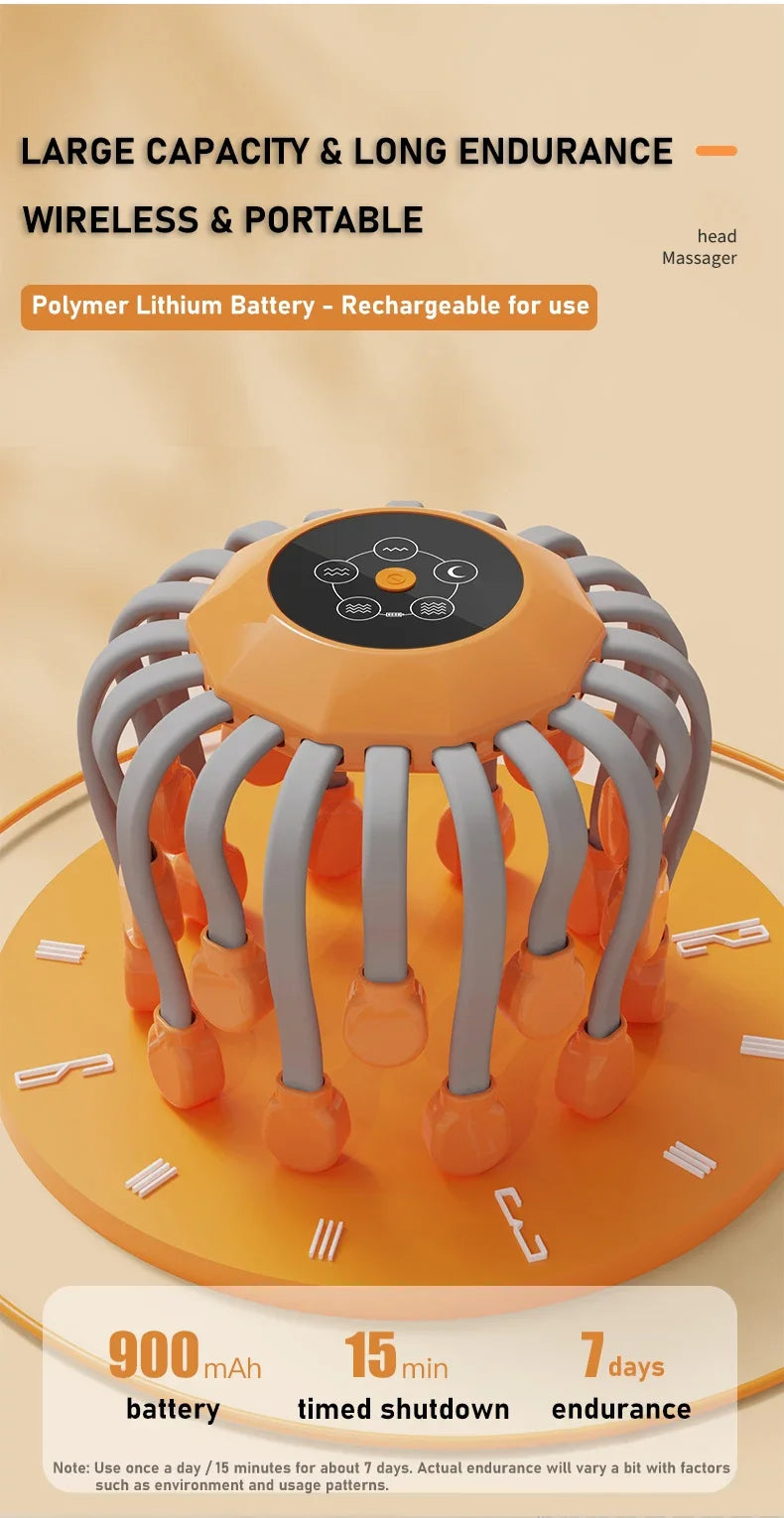 20-Head Scalp Massager with Red Light Therapy