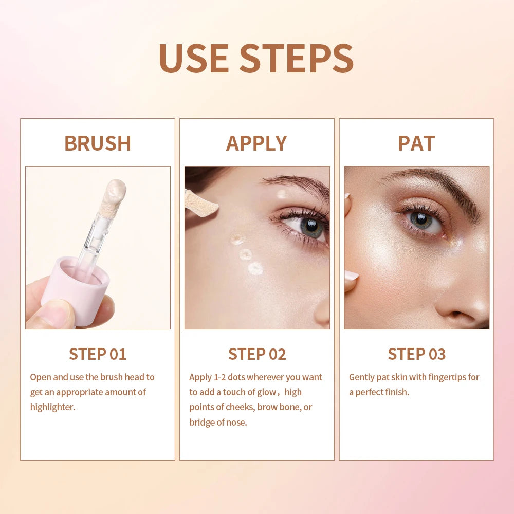 Liquid Highlighter & Bronzer – 4 Color Face Contouring Shimmer Makeup, Illuminating Glow High Lighter Fluid