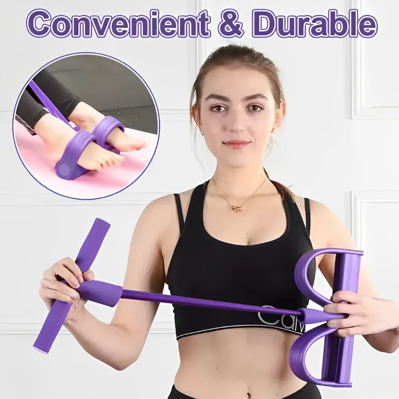 4-Tube Multi-Function Resistance Band – Yoga & Fitness Tension Rope for Sit-Up & Ab Strength