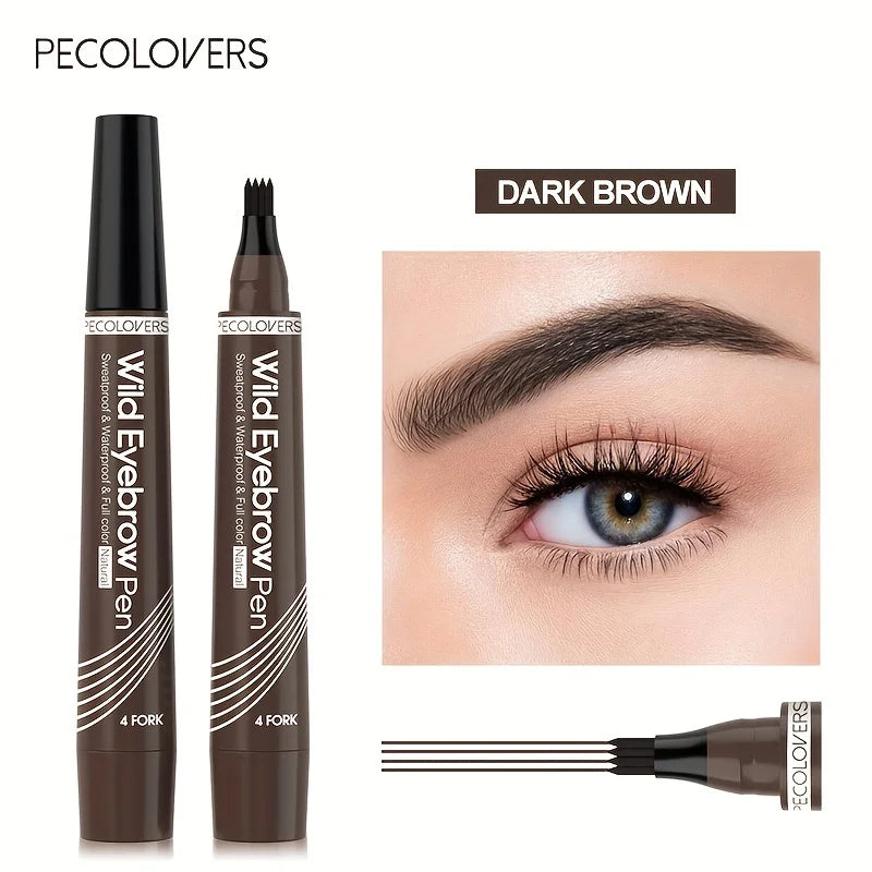 Waterproof 4-Tip Eyebrow Tattoo Pen – Long Lasting Liquid Eyebrow Pencil