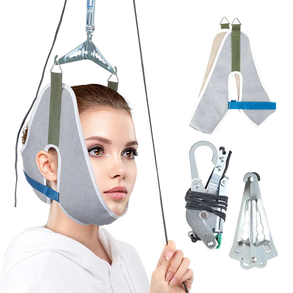 Over Door Cervical Traction Device – Adjustable Neck Stretcher Brace with Cushion Belt for Pain Relief & Spine Alignment