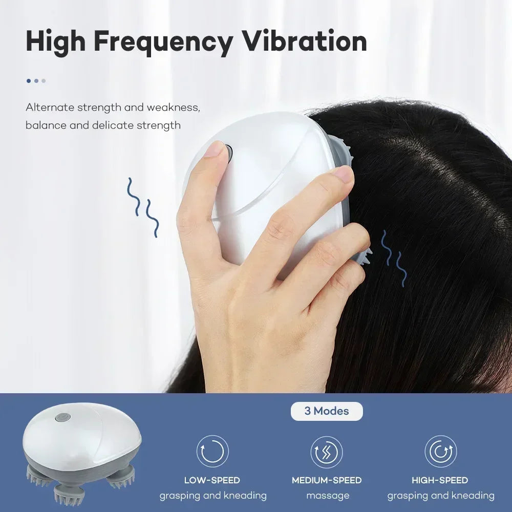 Electric Scalp Head Massager with Red Light Therapy – Anti-Stress Relaxation, Muscle Tension Relief & Fatigue Removal