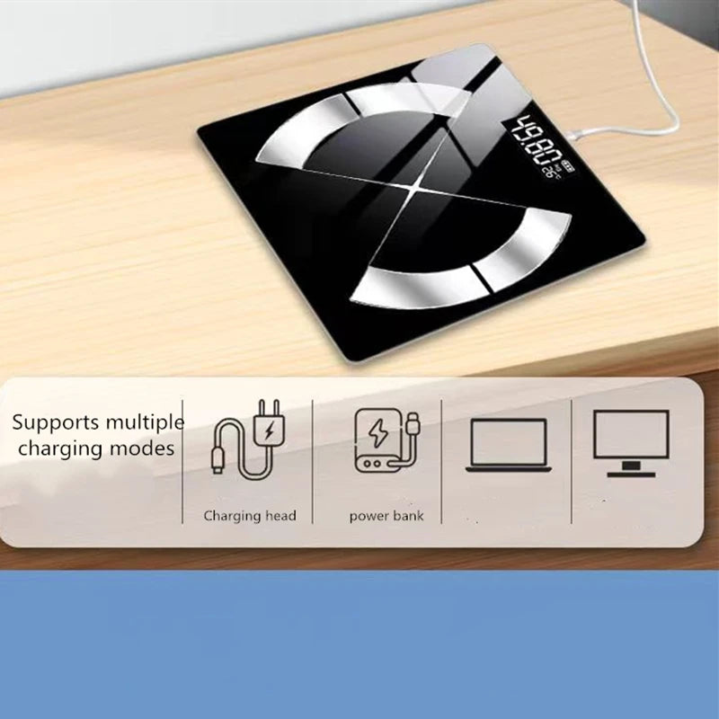 Accurate USB-Rechargeable Bluetooth Body Fat Scale – Smart Digital Weight & Composition Analyzer with App