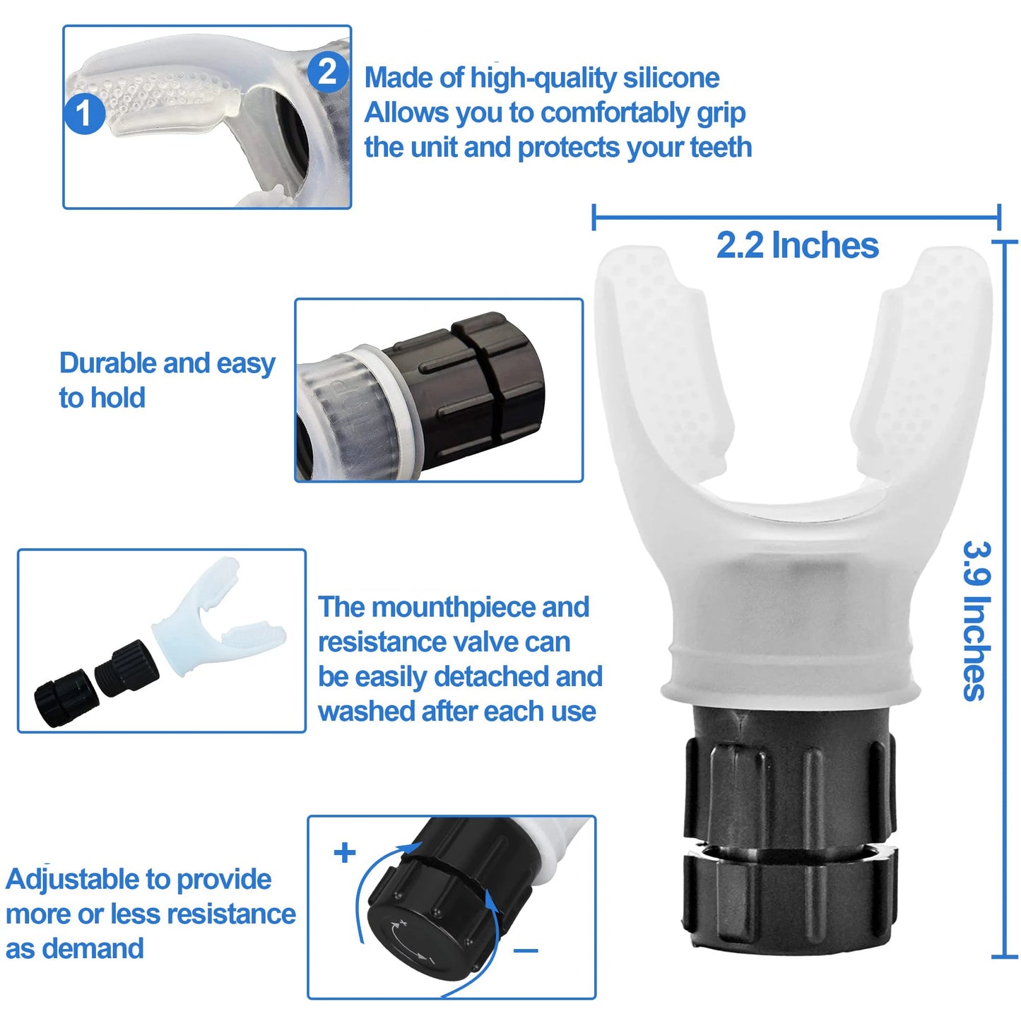 Breathing Trainer Lung Flexer – Durable Adjustable Fitness Exerciser to Increase Lung Capacity and Deep Breathing