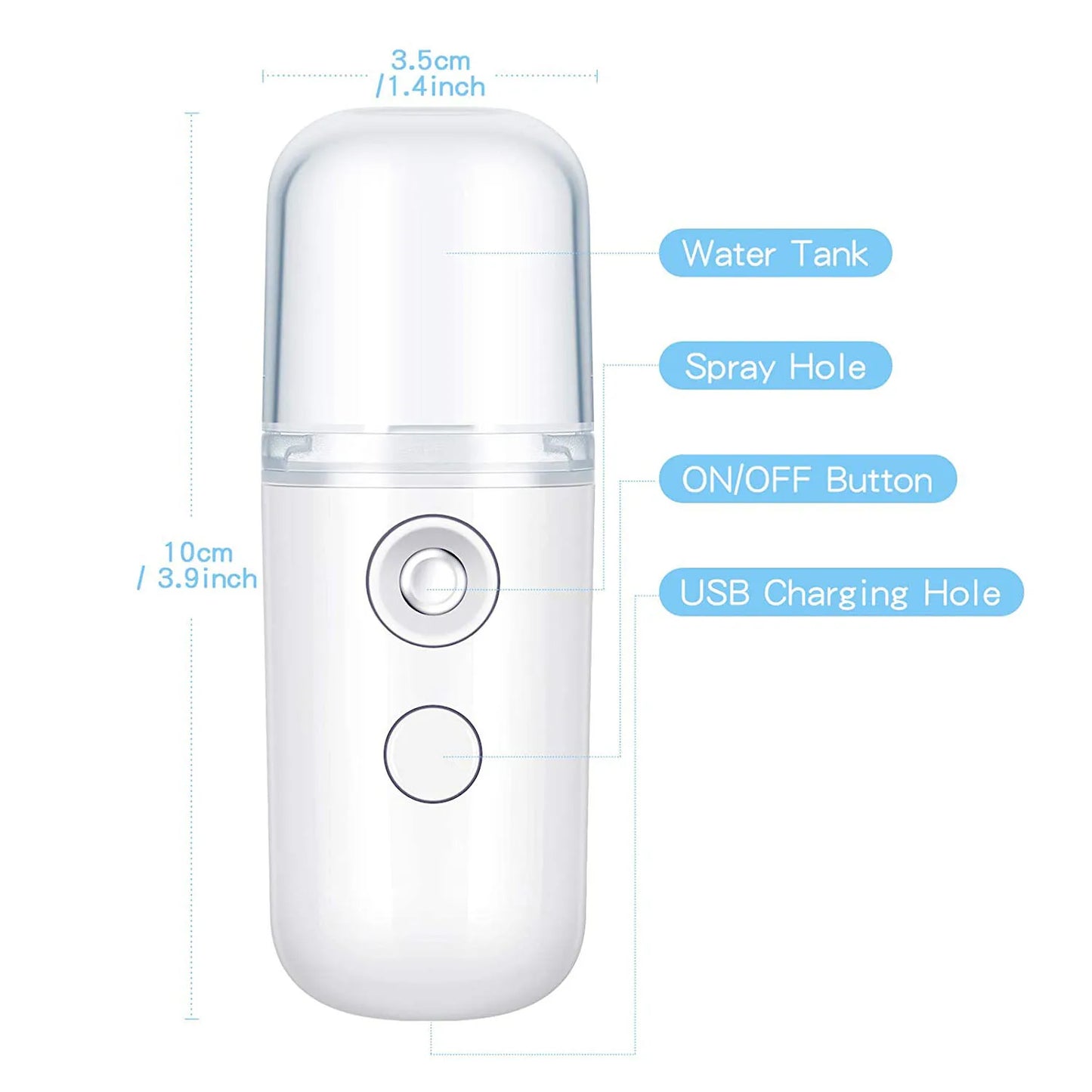 30ml Mini Facial Steamer – Portable Rechargeable Nano Mist Sprayer, Wireless Cool Mist Hydrator for Skin Care & Hydration