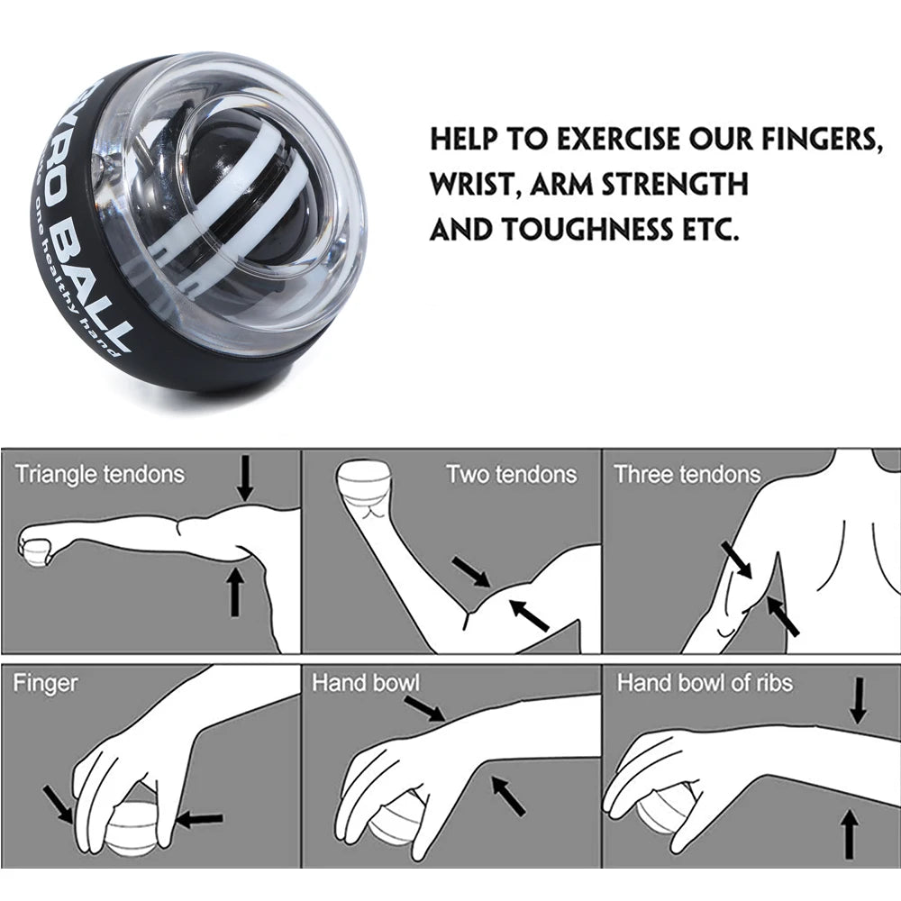 Zorelie.co auto-start gyro ball hand exerciser for strengthening fingers wrist and arms