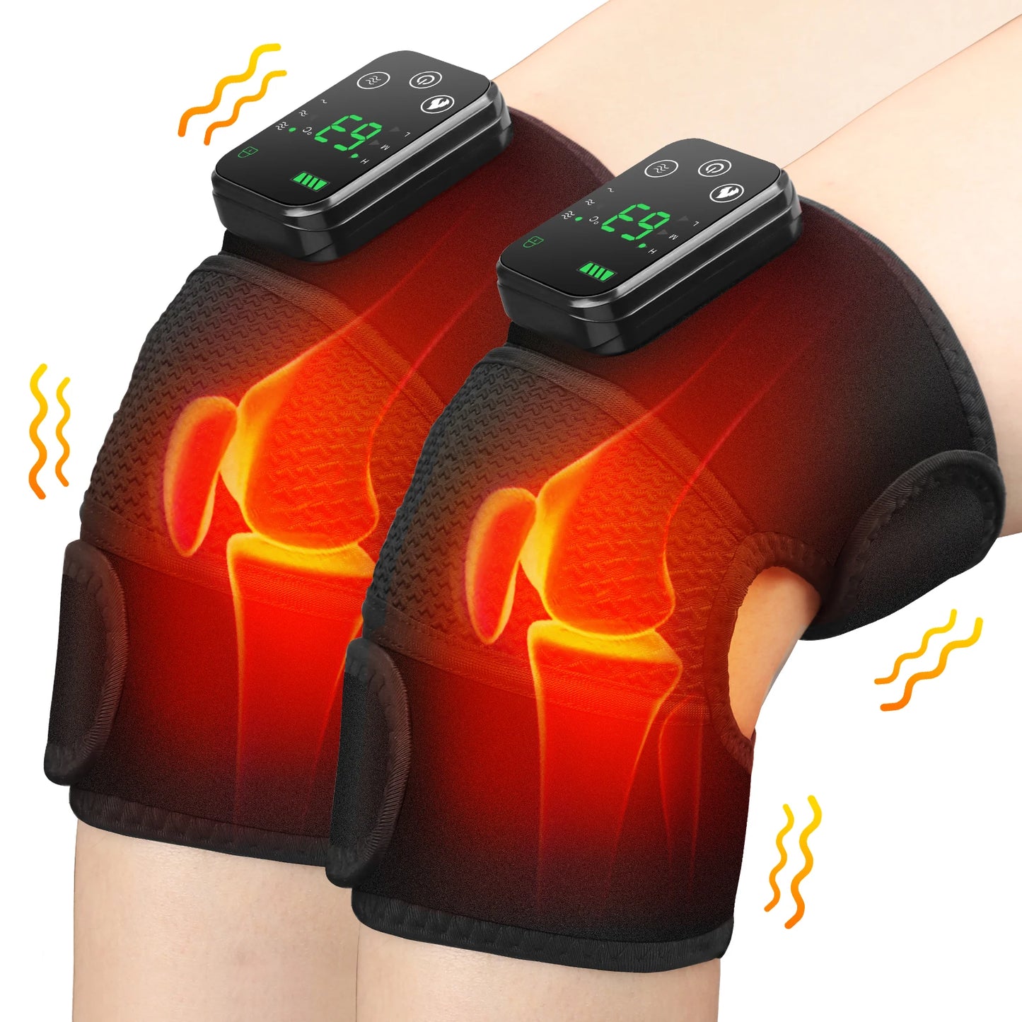 Zorelie.co electric knee massager for pain relief worn on knees with digital control display