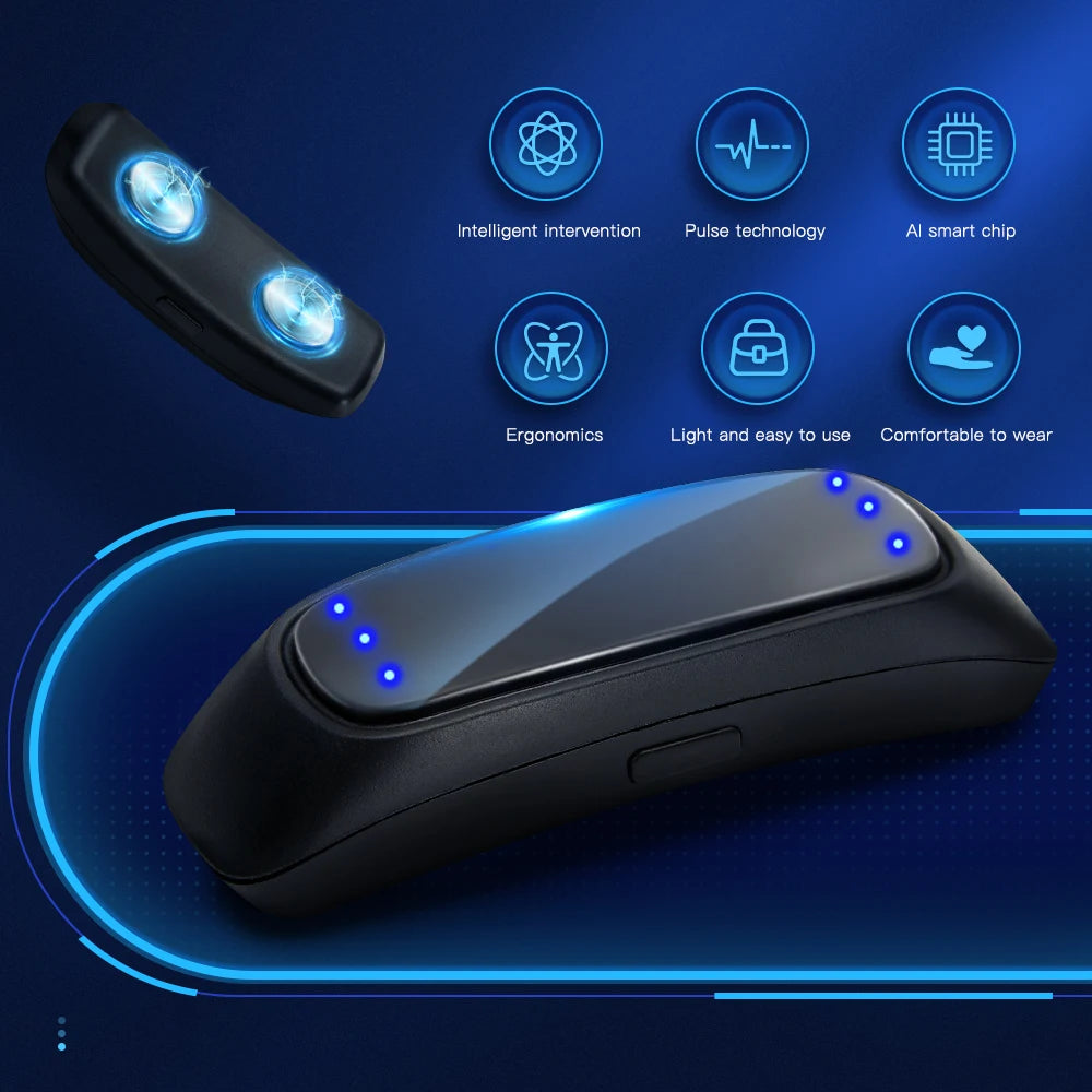 Zorelie.co EMS anti snoring device with pulse technology and AI smart chip in sleek ergonomic design