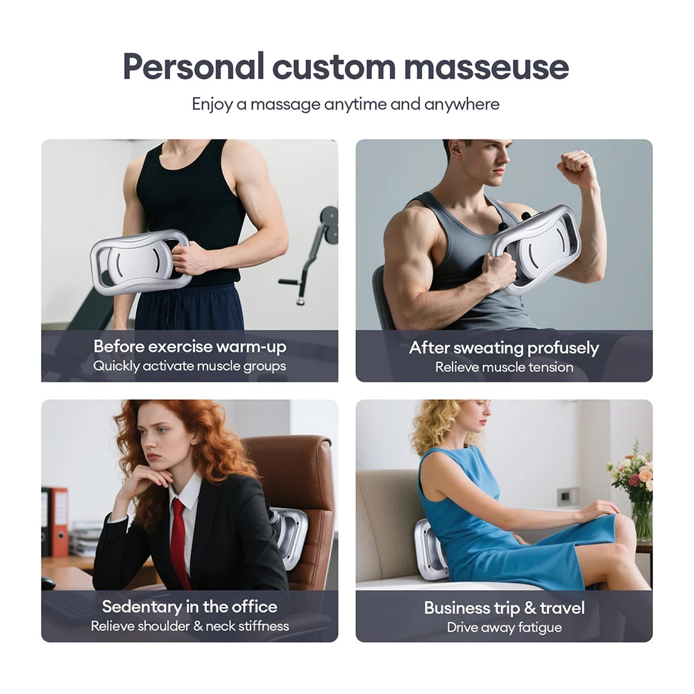 High-frequency fascia massage gun used before exercise warm-up and after sweating to relieve muscle tension