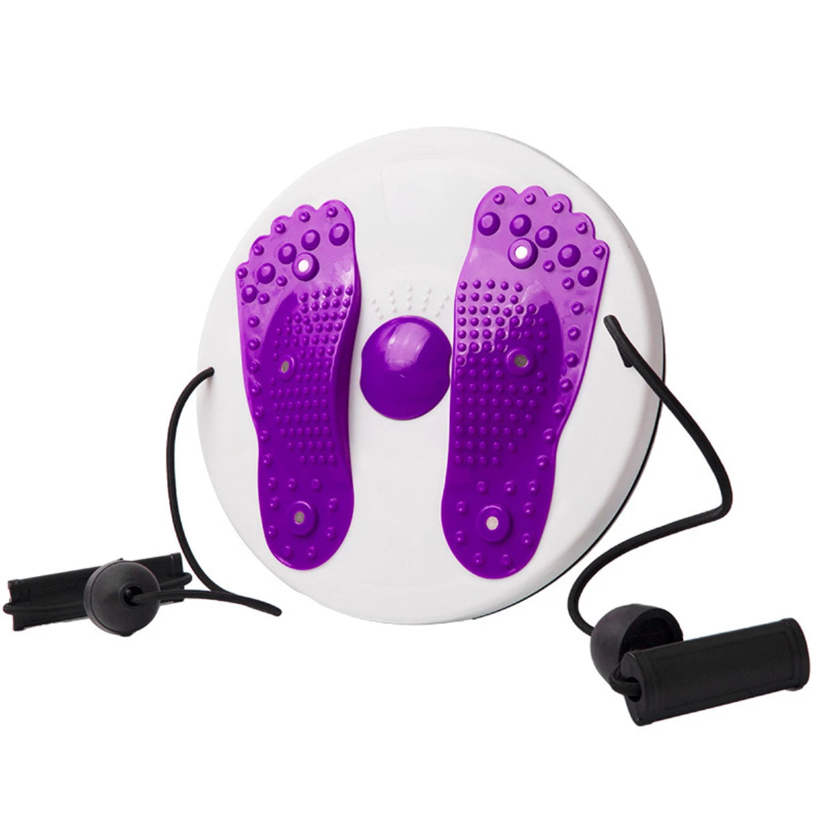 Zorelie.co magnetic waist twisting disc with purple footpads and resistance bands for home exercise