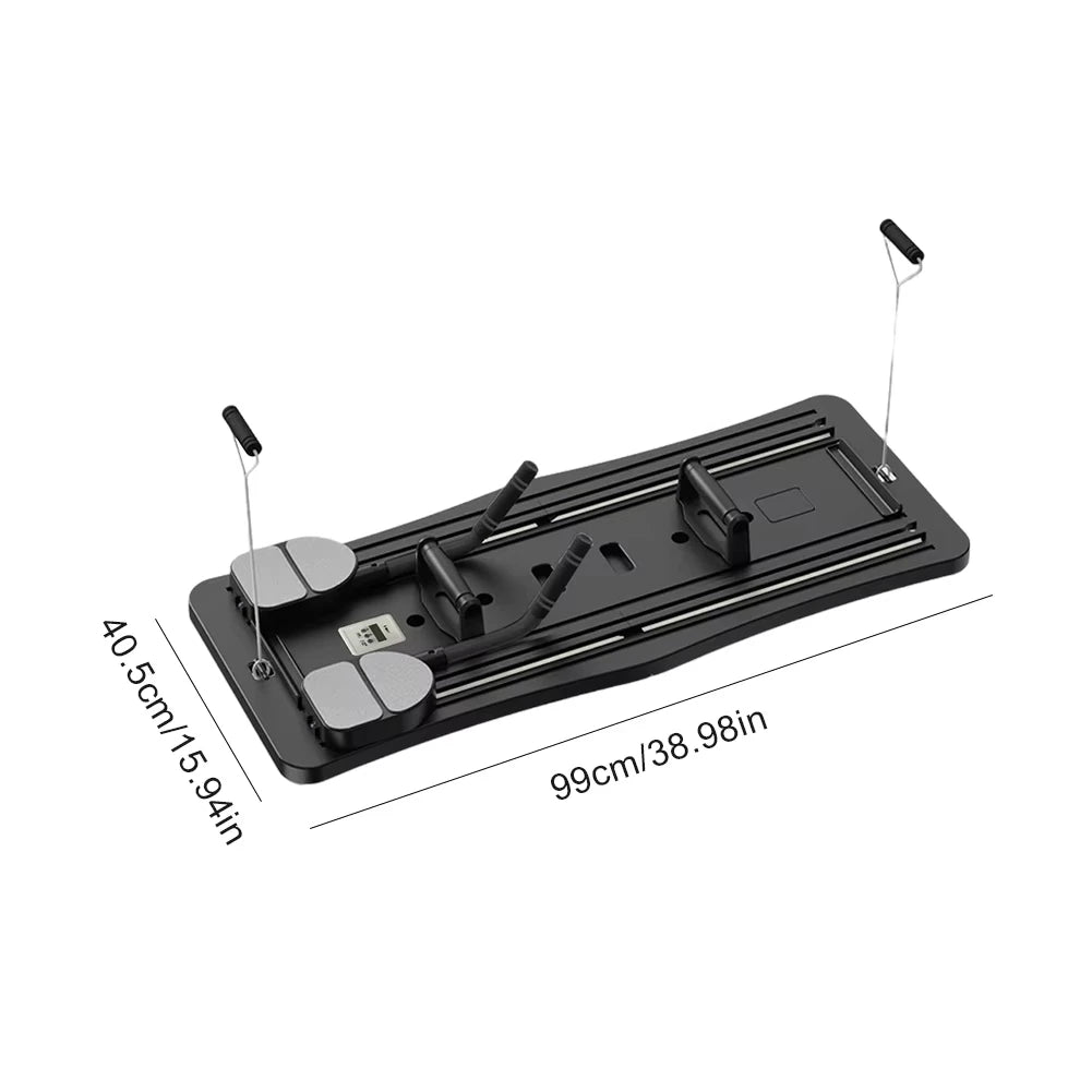 Zorelie.co foldable Pilates reformer board with compact design and resistance cords for home workouts