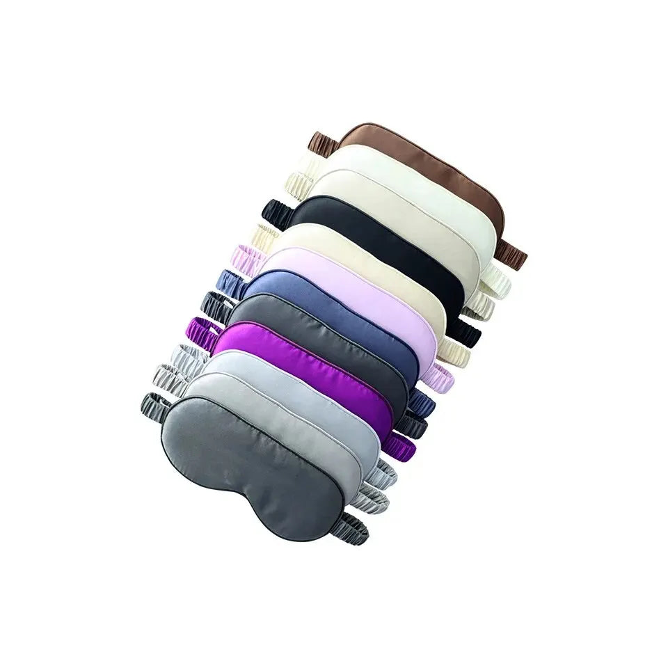 Assorted colors of double-sided silk eye mask with adjustable straps for comfortable sleep