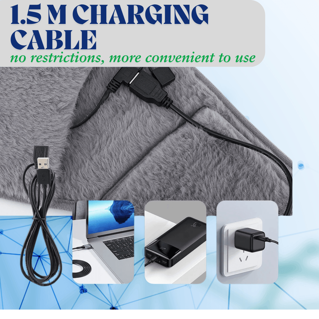 Zorelie menstrual heating pad for cramps with 1.5 meter charging cable for convenient use