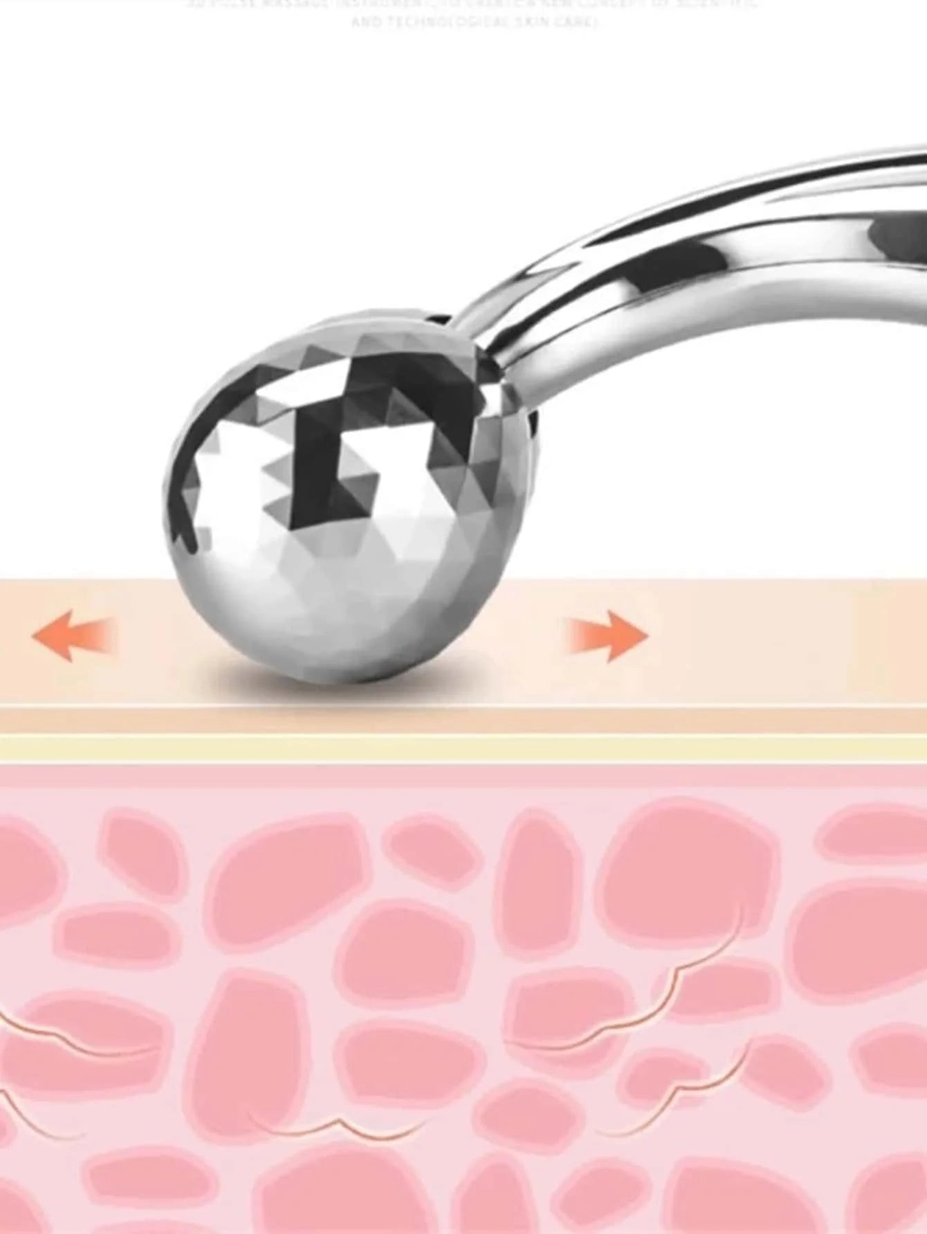 Zorelie.co 3D face roller massager with textured stainless steel roller for skin stimulation