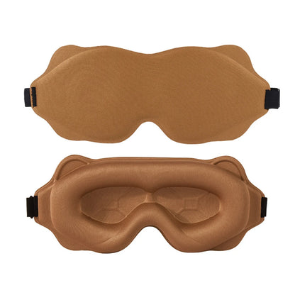 Zorelie.co 3D sleep mask blackout in brown with contoured eye cups and adjustable straps for full blackout