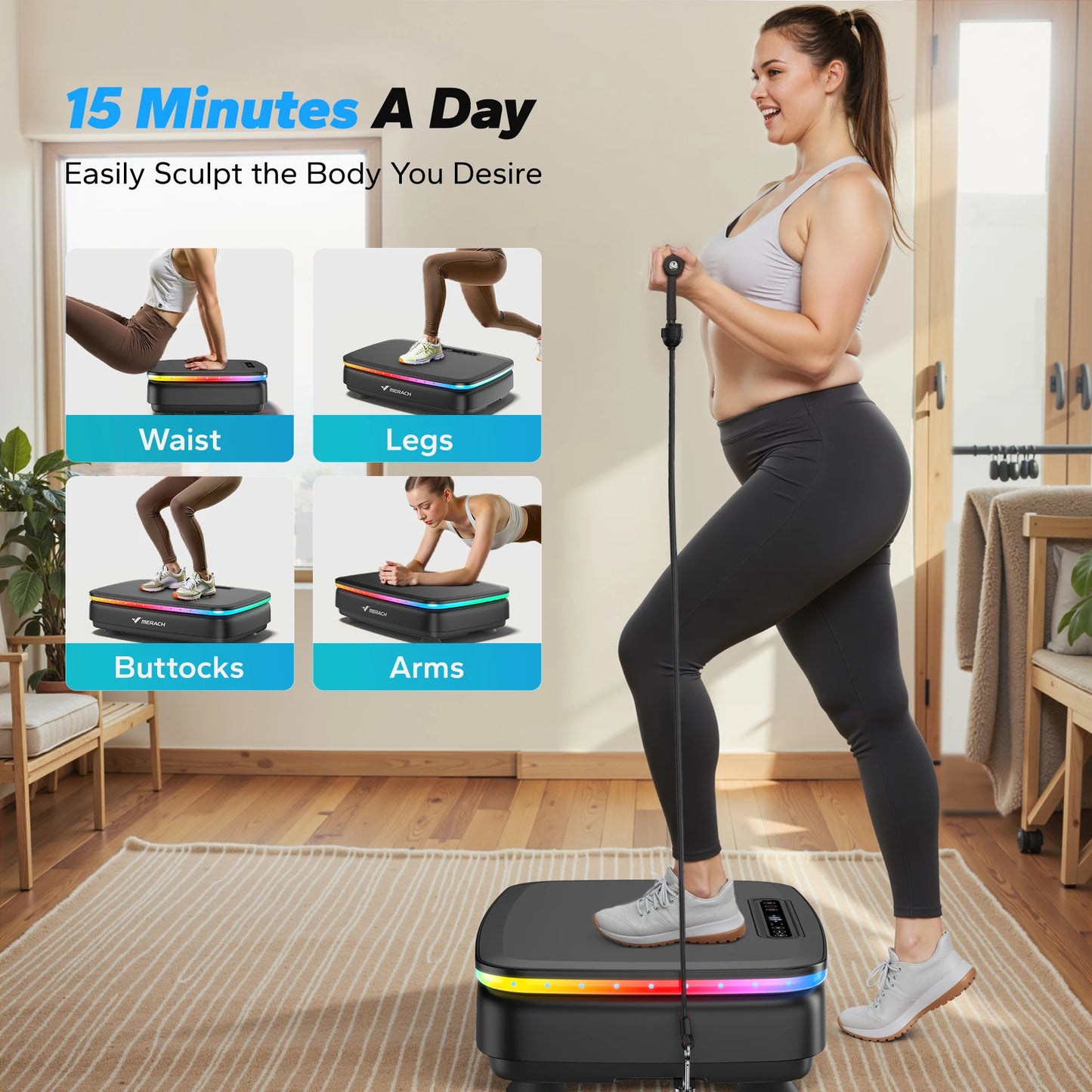 MERACH LED Vibration Plate Platform – Whole Body Workout & Lymphatic Drainage Machine