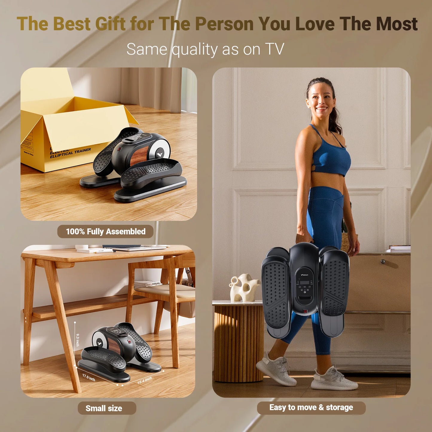 DeskMotion™ Under-Desk Electric Elliptical Pedal Trainer – Remote Control, Adjustable Speeds for Seniors & Home Use