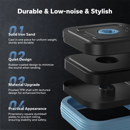 TriForm™ 3-in-1 Adjustable Dumbbell & Barbell Combo Set – 44 lbs Free Weight Set with Connector / Push-Up Stand