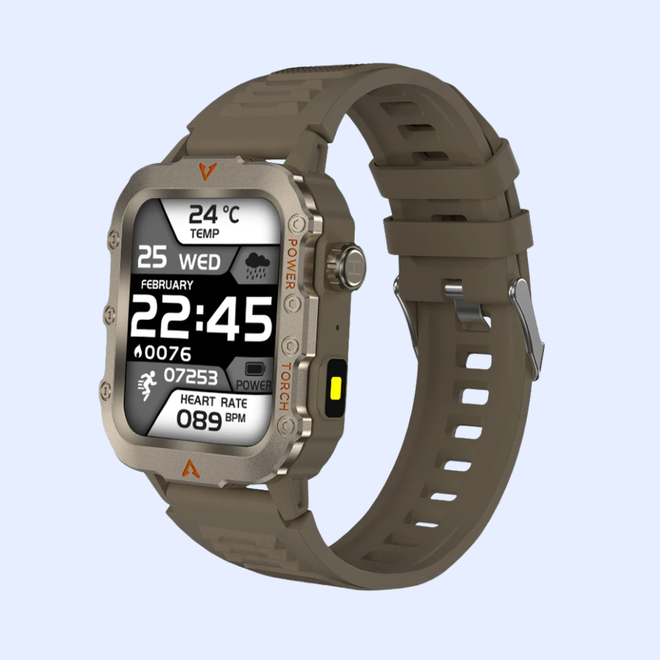 Outdoor Military Smartwatch – Bluetooth Talking Rugged Sports Fitness Watch with 1.73" LED Display