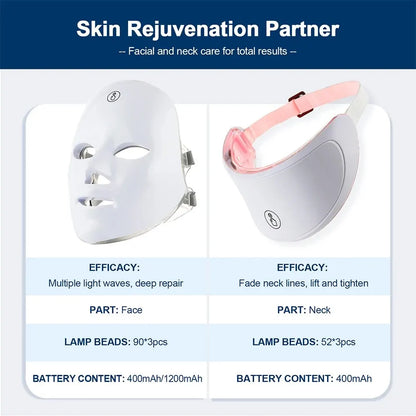 LED Face Mask – 7 Colors Wireless Photon Light Therapy for Anti-Aging & Skin Rejuvenation