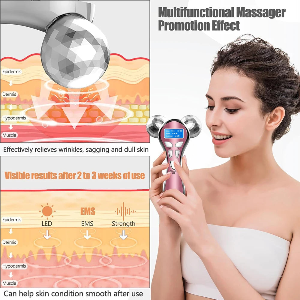 RevoLift™ 4D EMS Face Massager – Microcurrent Vibration Roller