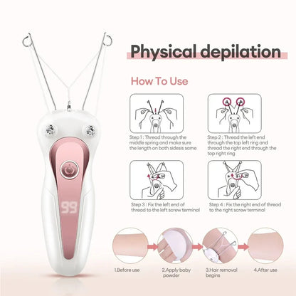 Rechargeable Electric Body Hair Remover for Women – Cordless Cotton Thread Epilator for Legs, Arms, Neck – Best Beauty Gift for Mom and Loved Ones