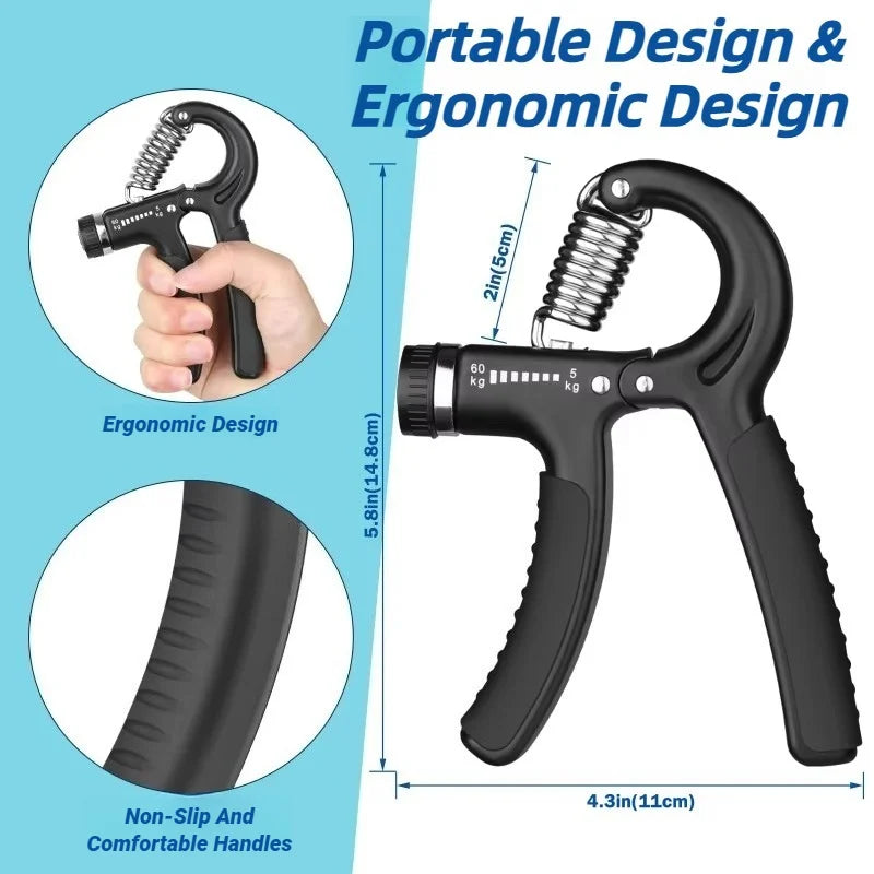 Adjustable 5-60 KG Hand Grip Strengthener – Forearm & Finger Exerciser for Muscle Fitness