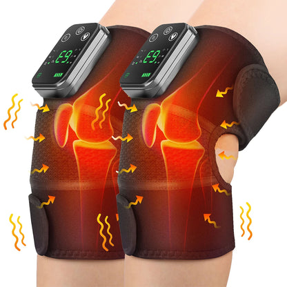 Rechargeable Heated Knee Massager – 3 Gear Vibration & Electric Heating Pad for Knee, Shoulder & Leg Pain Relief