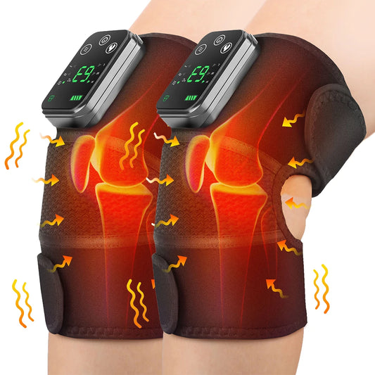 Rechargeable Heated Knee Massager – 3 Gear Vibration & Electric Heating Pad for Knee, Shoulder & Leg Pain Relief