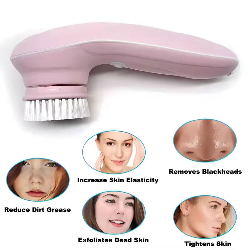 3 in 1 Electric Facial Cleansing Brush – Rechargeable Face Wash Machine, Skin Care Massager & Blackhead Cleaning Device