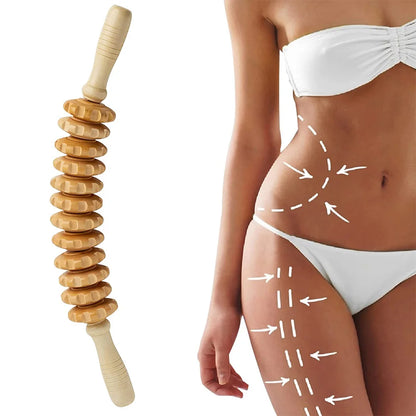 Curved Wood Massage Roller Stick – Lymphatic Drainage & Wood Therapy Tool for Anti-Cellulite & Body Sculpting (Maderoterapia Colombiana)