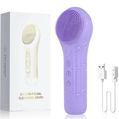 Sonic Facial Cleansing Brush – Waterproof Rechargeable Face Scrubber & Deep Pore Exfoliating Skin Care Tool