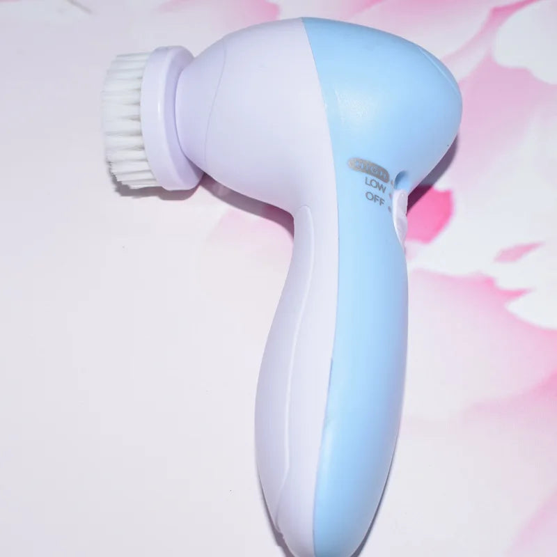 5-in-1 Electric Facial Cleansing Brush – Face Wash & Spa Massager, Blackhead Remover & Exfoliating Cleanser Tool