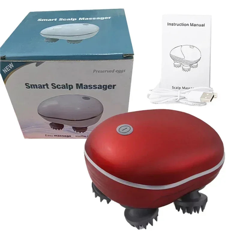 Electric Scalp Head Massager with Red Light Therapy – Anti-Stress Relaxation, Muscle Tension Relief & Fatigue Removal