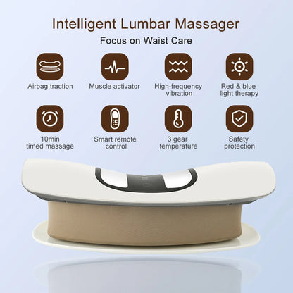 Electric Lumbar Traction & Ergonomic Waist Support Massager Cushion