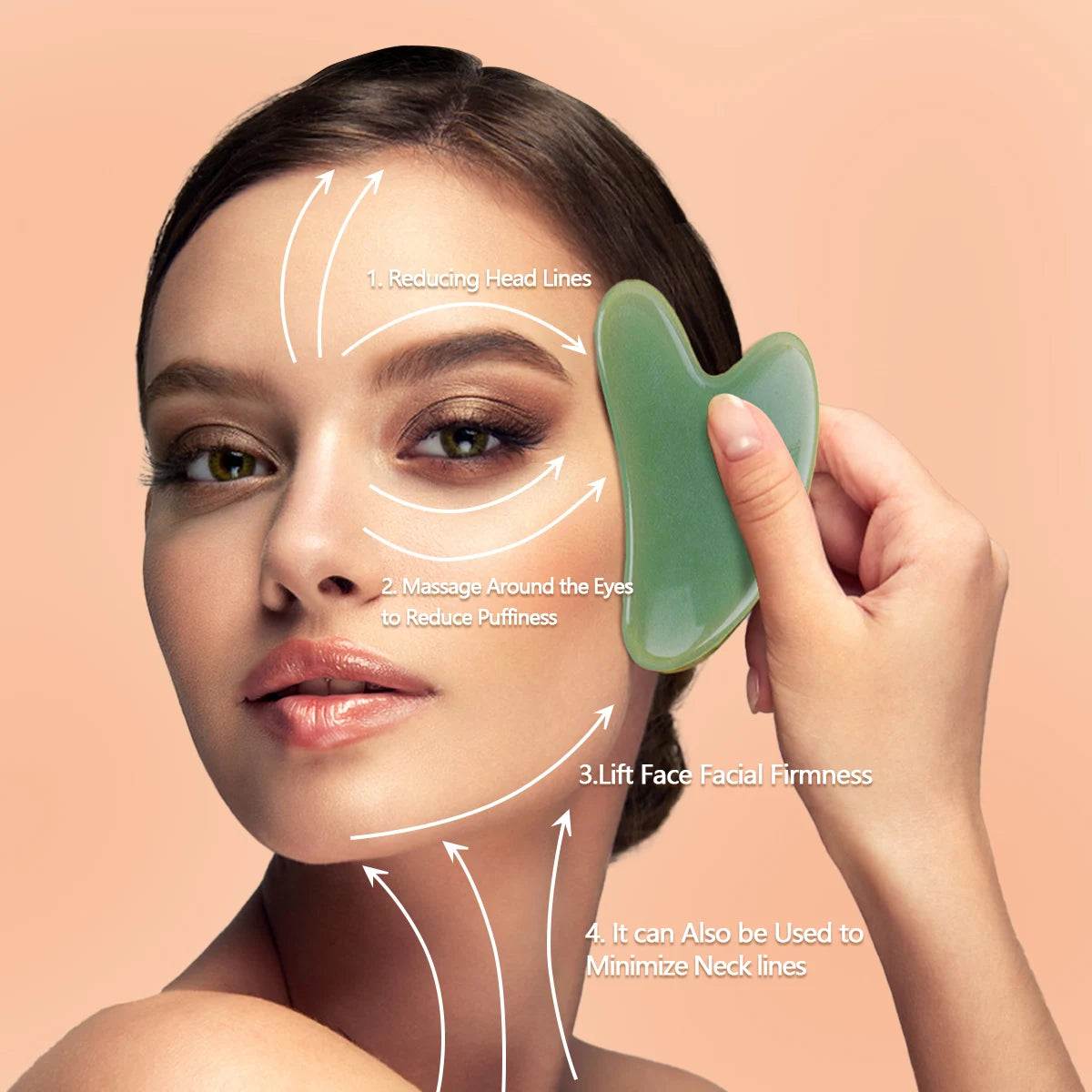 End Gua Sha Massage Roller and Facial Skin Lifting Scraper – Anti-Wrinkle Beeswax Stone Massager