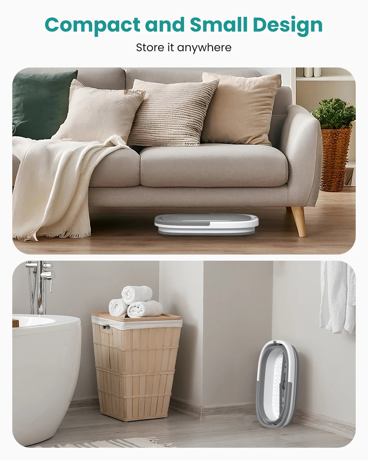 SoleRelax™ Collapsible Foot Spa Soaker – 138 Acupressure Nodes & Pumice Stone Portable Foot Tub for Relaxation & Pedicure