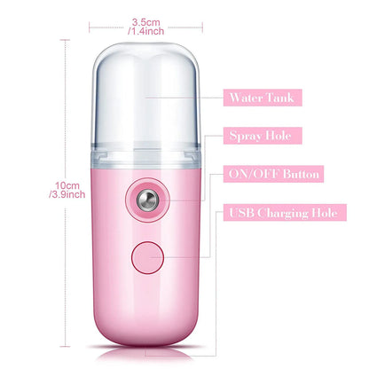30ml Mini Facial Steamer – Portable Rechargeable Nano Mist Sprayer, Wireless Cool Mist Hydrator for Skin Care & Hydration