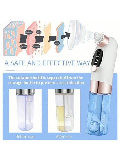 Water Circulation Pore Vacuum Cleaner – Blackhead Remover Beauty Device with 6 Suction Heads & 3 Adjustable Gears