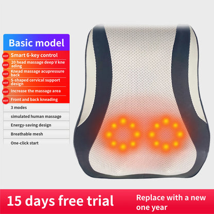 Electric Massage Neck Pillow Shiatsu Head Cervical airbag Ttraction Body Back Waist Massager Car with Heating Vibrating Massage