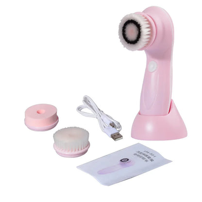 3 in 1 Electric Facial Cleansing Brush – Rechargeable Face Wash Machine, Skin Care Massager & Blackhead Cleaning Device