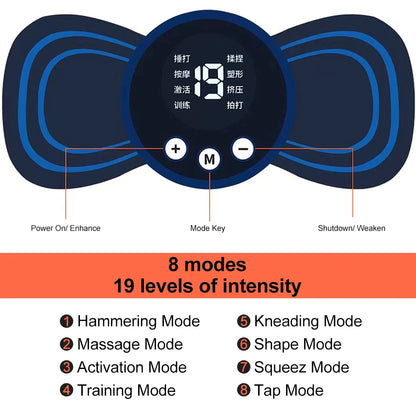 Mini Cervical Spine EMS Massager Patch with Remote