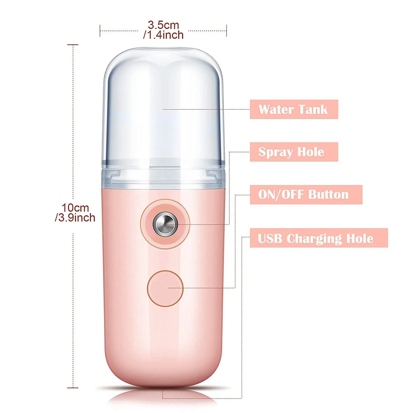 30ml Mini Facial Steamer – Portable Rechargeable Nano Mist Sprayer, Wireless Cool Mist Hydrator for Skin Care & Hydration