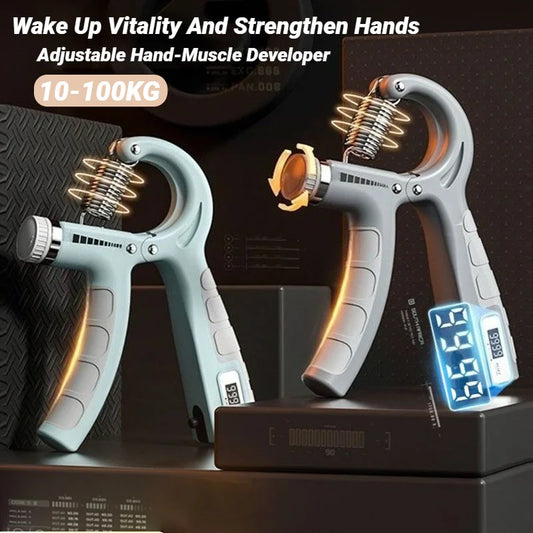 Adjustable 10-100 KG Hand Grip Strengthener with Counter – Wrist & Forearm Trainer for Muscle Building