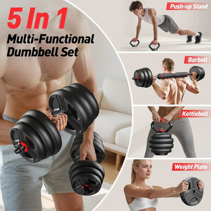 PowerFlex™ 70 lb Adjustable Dumbbell & Barbell Set – 5-in-1 Convertible Free Weights for Home Gym Strength Training